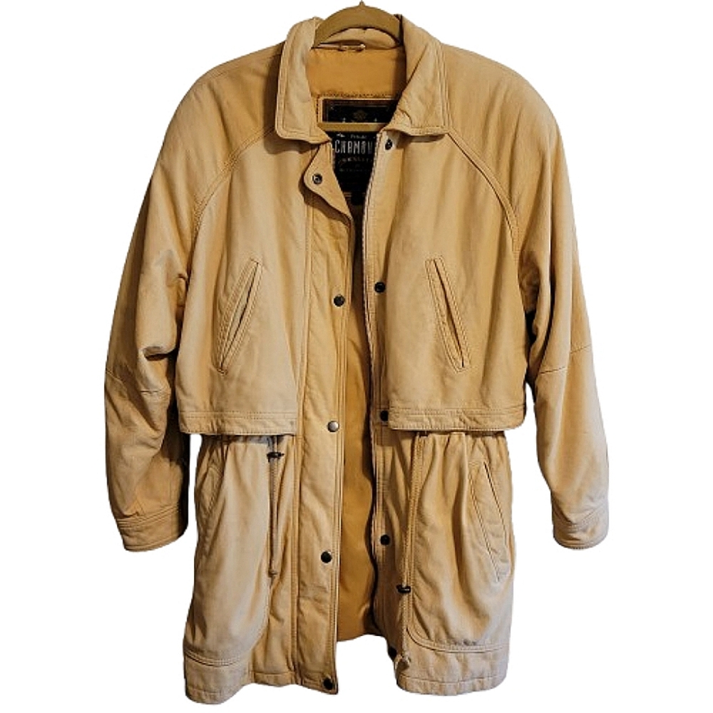 Chamonix men's light tan soft leather long sleeved with side pockets size small
